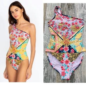 NWT Johnny Was Raina One Shoulder One Piece Swimsuit